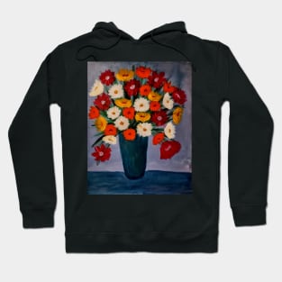 mixed carnations flowers in a turquoise vase Hoodie